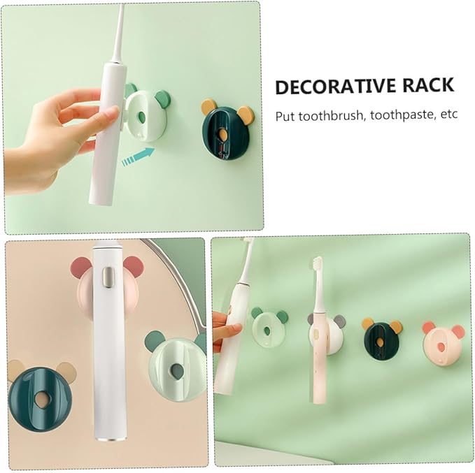 Uonlytech 4pcs Magnetic Toothbrush Rack Electric Toothbrush Holder for Bathroom Wall Mount Mixed Colors Elegant Chic Design for Organized Countertop Storage