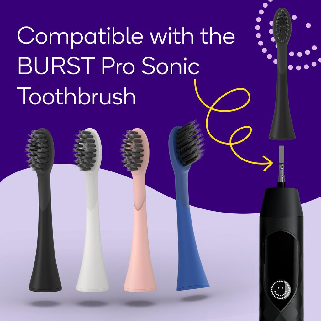 BURST Pro Sonic Electric Toothbrush Genuine Replacement Heads (Rose Gold/3 Pack) | Soft Bristles for Deep Clean, Stain & Plaque Removal