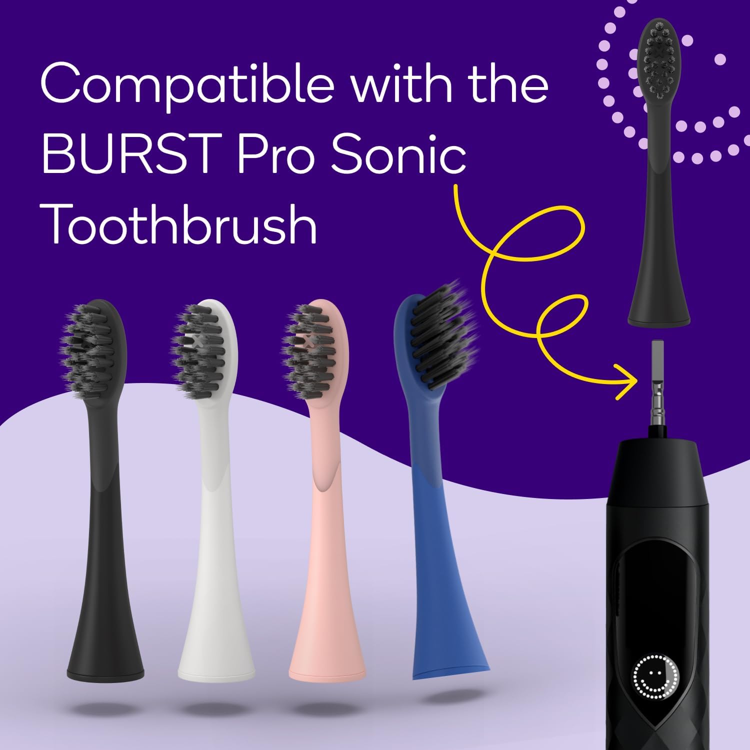 BURST Pro Sonic Electric Toothbrush Genuine Replacement Heads (Rose Gold/3 Pack) | Soft Bristles for Deep Clean, Stain & Plaque Removal