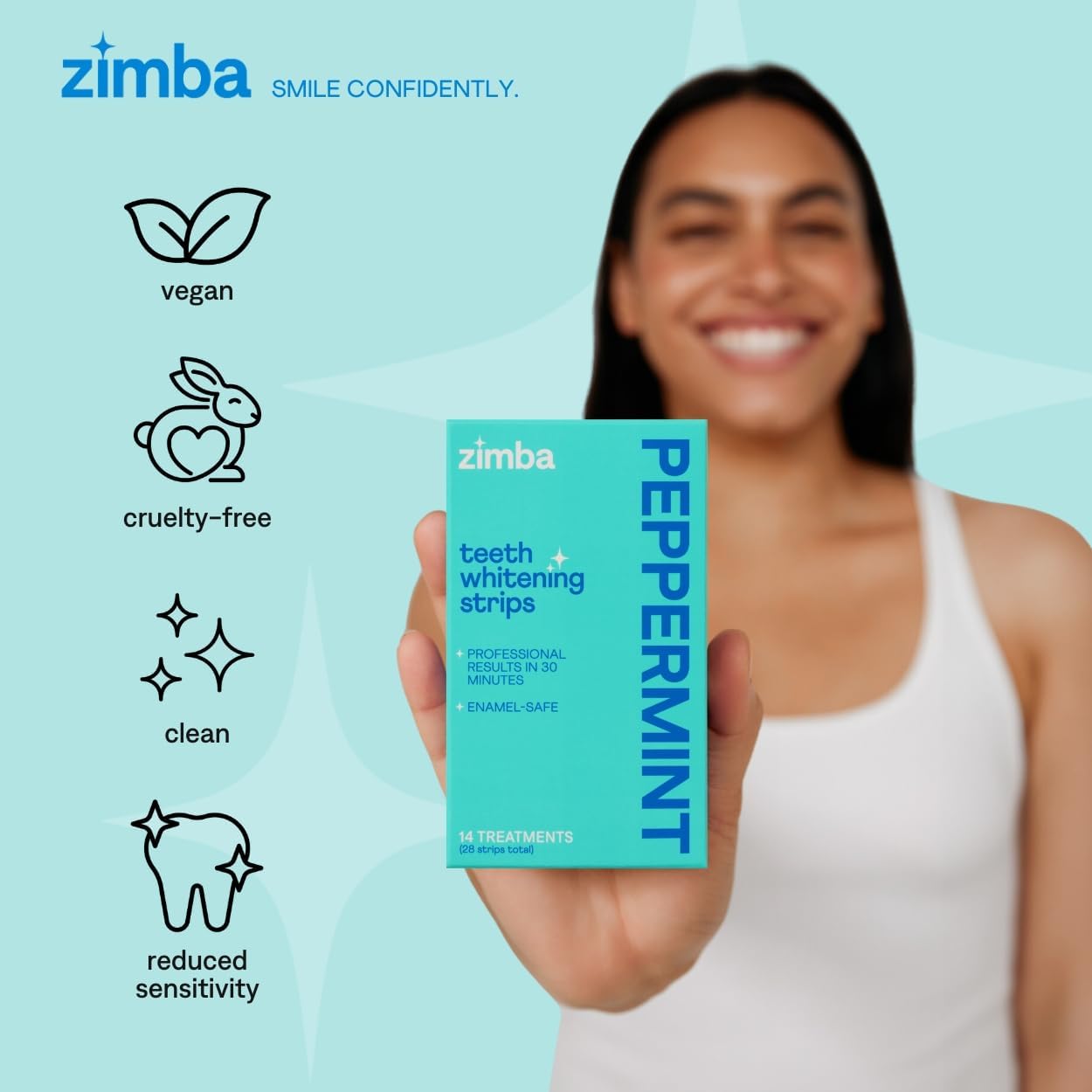 Zimba Teeth Whitening Strips 3-Pack Bundle (Mint, Peppermint, Coconut) | Vegan Whitening Strip Enamel Safe Teeth Whitening Hydrogen Peroxide Teeth Whitener for Coffee, Wine, Tobacco, and Other Stains