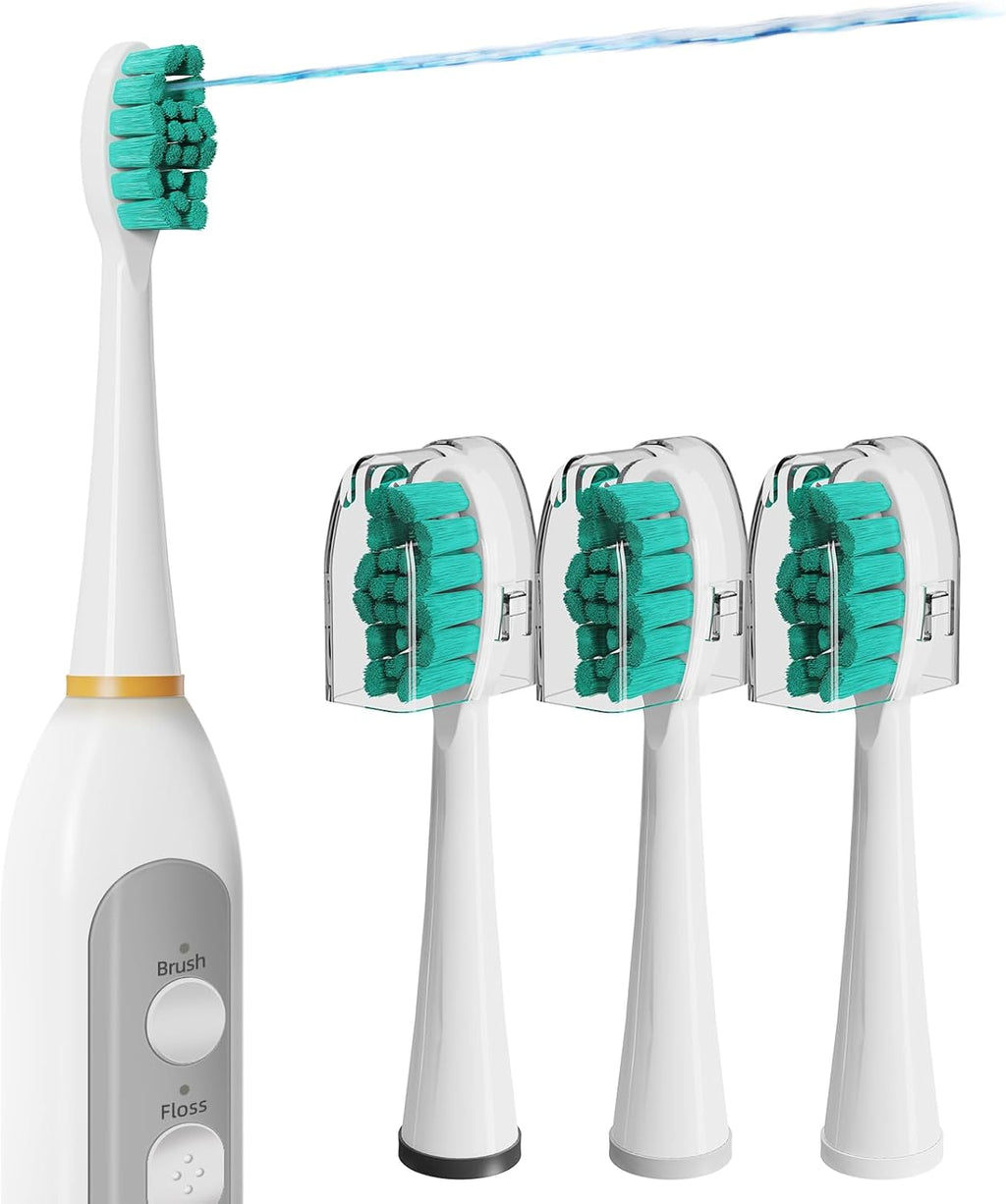 Replacement Heads for Waterpick Sonic Fusion 2.0, Extra-Large Size Flossing Toothbrush Head fit for Water pik SF-01 SF-02 SF-03 SF-04 (White, 3 Count)