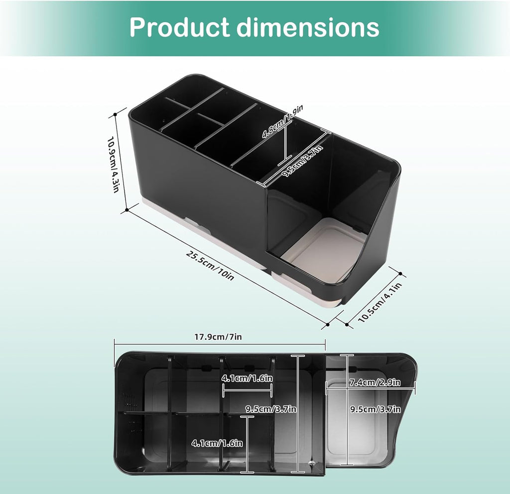 Toothbrush Holder for Bathroom Organizer with Diatom mud Board，Detachable 8 Slots Kids Electric Toothbrush Holder and Toothpaste Stand for Countertop Accessories Storage (Black)