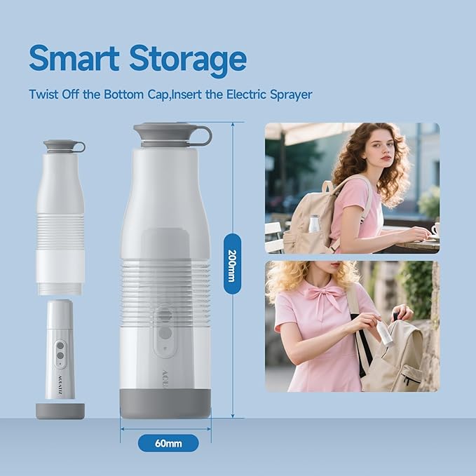 Upgraded Portable Bidet for Travel – Extendable Water Bottle (350–550ml), IPX7 Waterproof, 2 Spray Modes & Water Pressures, Rechargeable (60 Uses), Compact Handheld Hygiene Washer