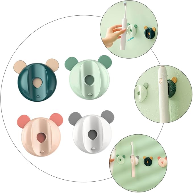 Uonlytech 4pcs Magnetic Toothbrush Rack Electric Toothbrush Holder for Bathroom Wall Mount Mixed Colors Elegant Chic Design for Organized Countertop Storage