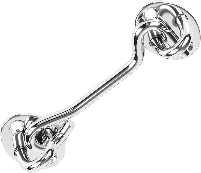 4" Silver Stainless Steel Gate Latch, Barn Door Lock with Screws, Privacy Hook for Inside Door, Fence, Window, 4 PCS