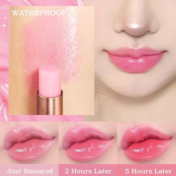 BINGBRUSH Peach Color Changing Lipstick,Moisturizer Long Lasting Lip Care Lip Balm Magic Lip Gloss Lip Tint Stain Gloss Set for Women (1pc Blueberry)