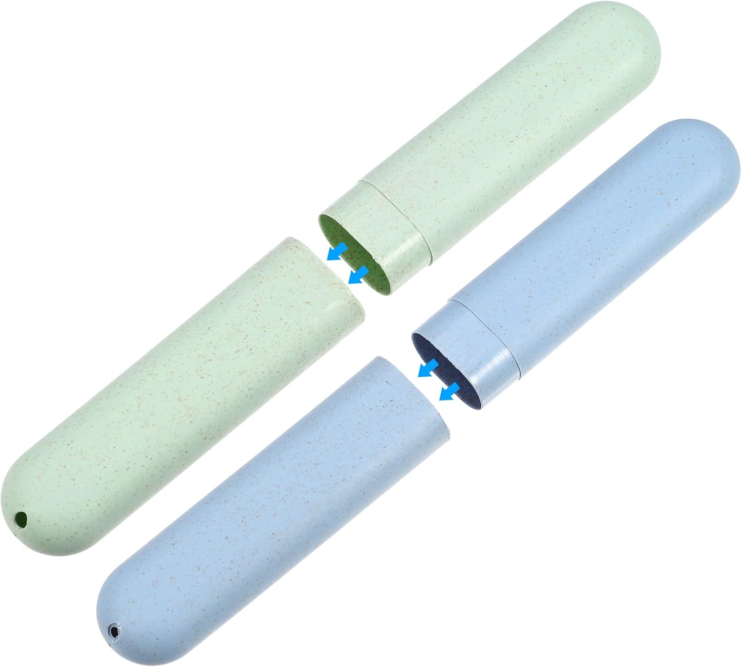 VOCOSTE 2pcs, Traveling Toothbrush Holders Case, PP Toothbrush Case for Travel Business, Green, Blue, 8.07''x1.22''x0.83''