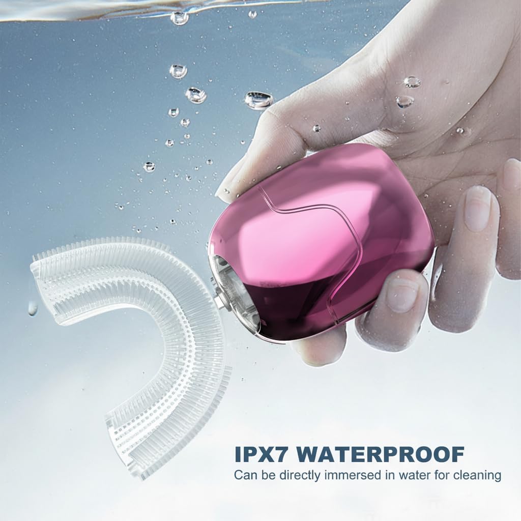 360° U-Shaped Toothbrush, Electric Toothbrushes for Adults, Multiple Brush Heads Options, Blue Light Whitening, IPX7 Waterproof, 360° Cleaning Suitable for People with Limited Mobility