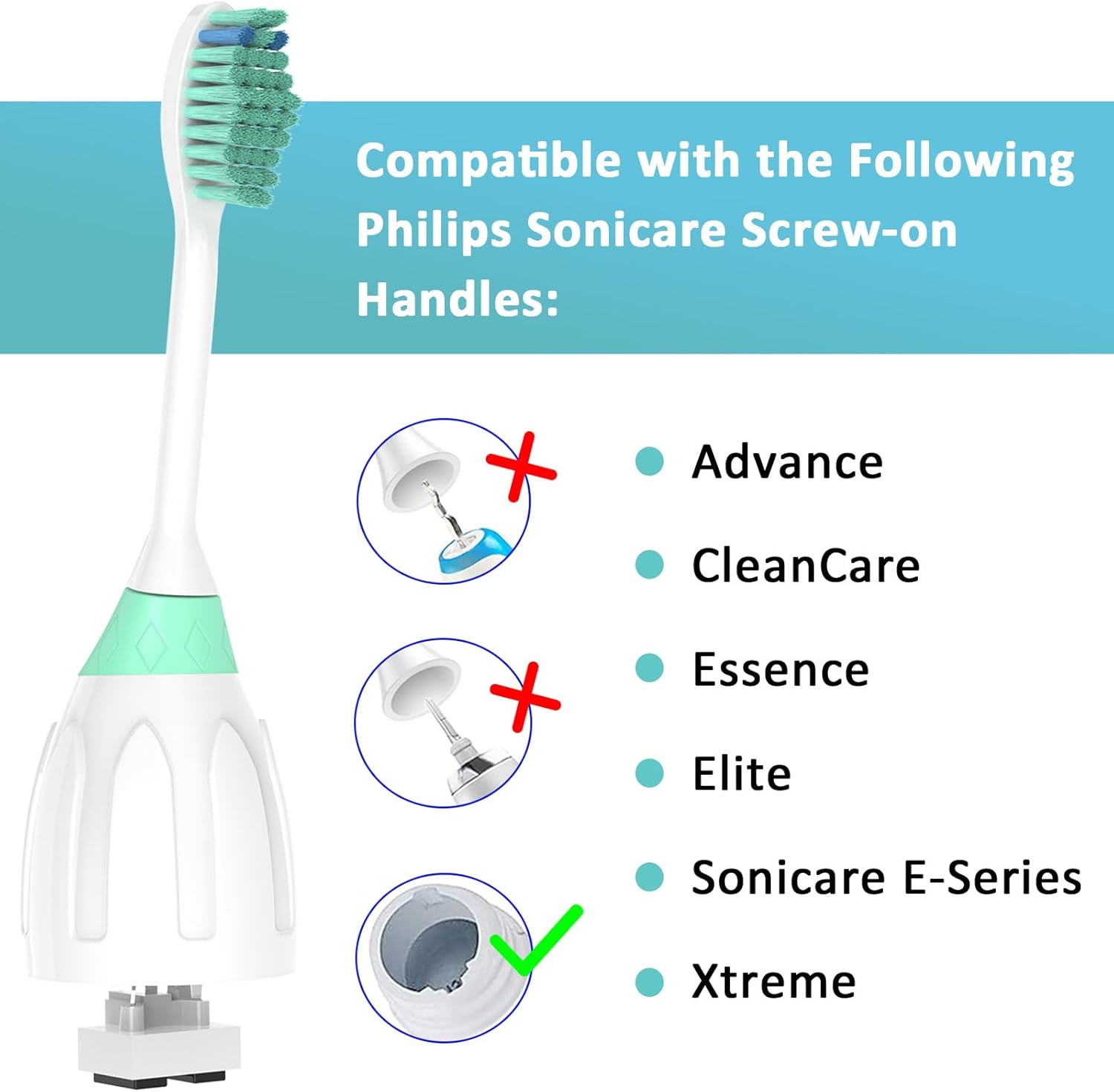 Replacement Toothbrush Heads for Philips Sonicare E-Series Essence Xtreme CleanCare and Other Screw-on Electric Brush Head Multi-Color Rings 6 Packs