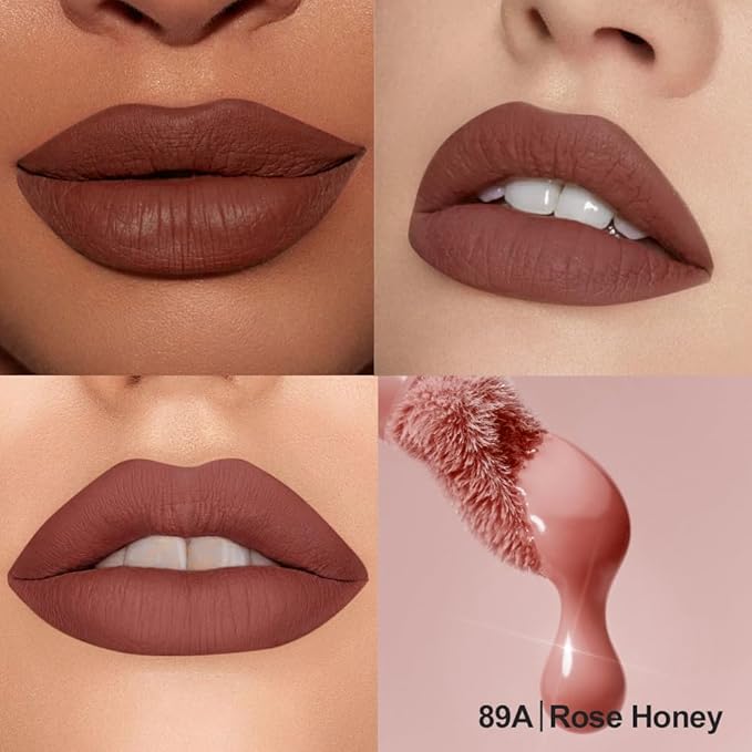 Velvet Matte Lip Stain – Long Lasting Waterproof Liquid Lipstick, Transfer-Proof Lightweight Lip Gloss, Non-Sticky Soft Matte Lip Tint with High Pigment, Smudge-Proof Lip Stain for All-Day Wear #89A