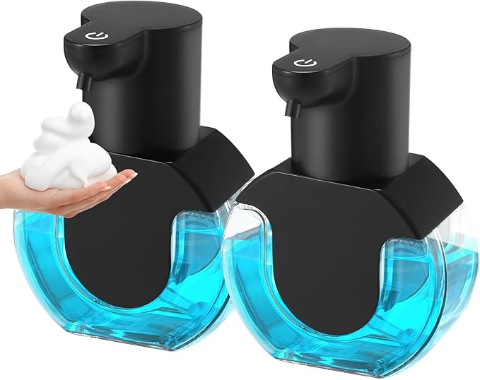 2 Pack Automatic Soap Dispenser,14.2oz/420ML Touchless Automatic Foaming Hand Soap Dispenser,Rechargeabled Wall Mounted Smart Pump for Bathroom Kitchen