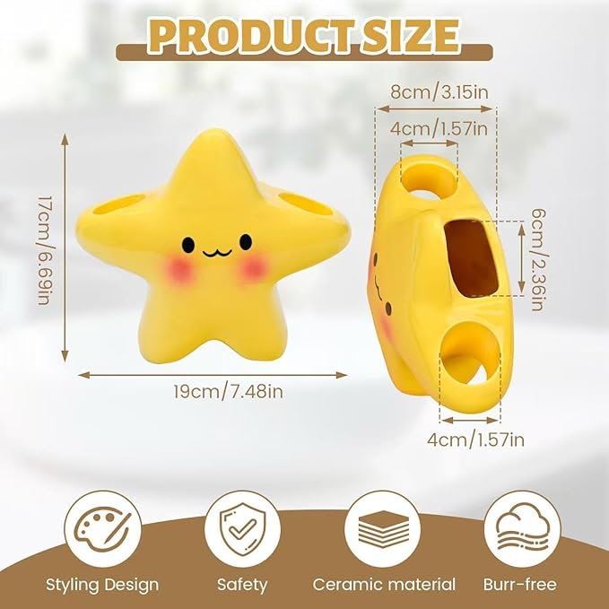 Toothbrush Holder, Yellow Ceramic Multi-Purpose Organizer for Bathroom Decor, Makeup Brush Stand, Bathroom, Kitchen, Bedroom, Office Decor