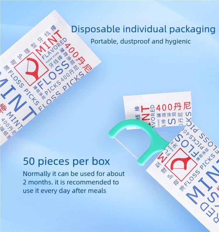 YANDY Mint Flossing Sticks, Individual Flossing Sticks (100 Count), Fresh Breath, Portable, Travel-Friendly