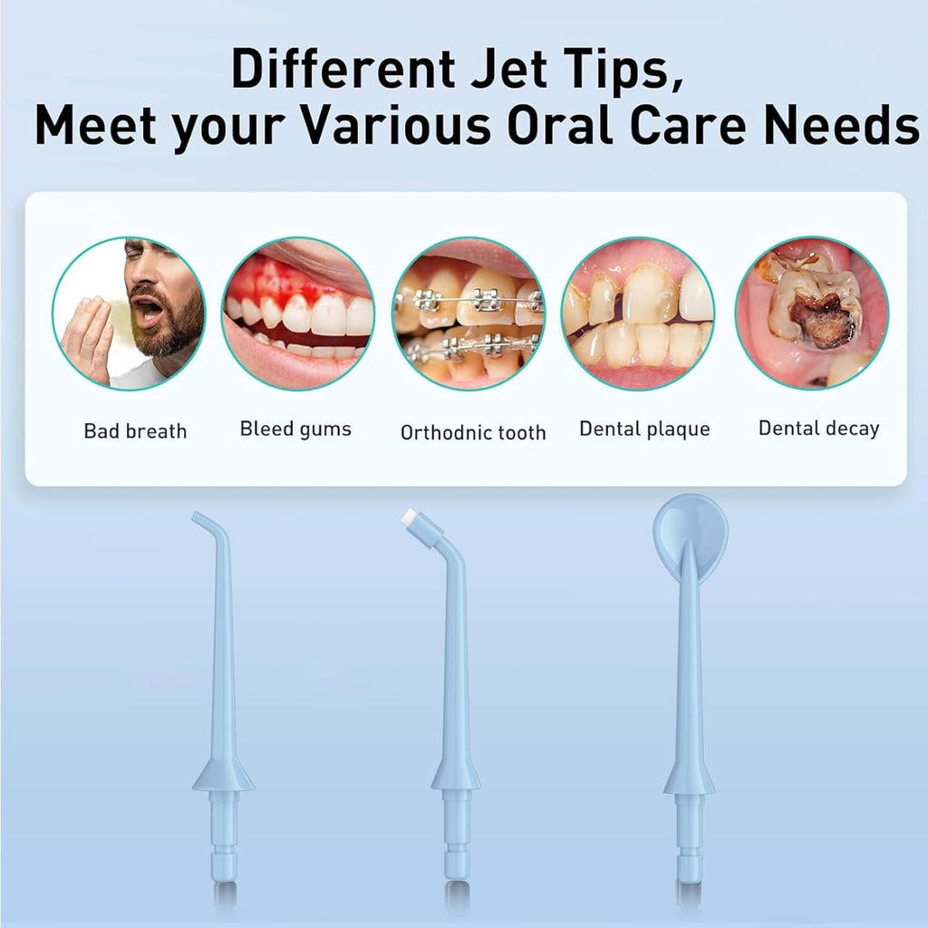 Water Dental Flosser Teeth Pick: Portable Cordless Oral Irrigator 320ML Rechargeable Travel Irrigation Cleaner with 5 Flossing Tips, IPX7 Waterproof Electric Flossing Machine for Teeth Cleaning