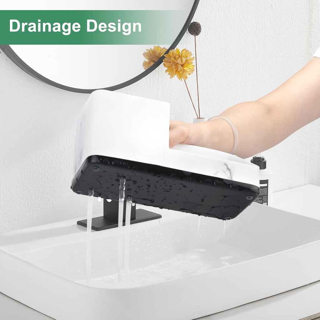 Marble Bathroom Counter Organizer, Kids Electric Toothbrush and Toothpaste Holders for Bathroom Organizers and Storage (Marble)