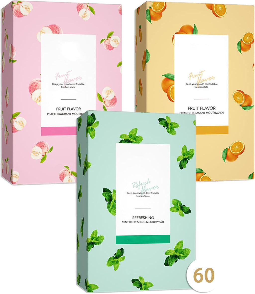 60PCS Travel Size Mouthwash,Portable Mini Mouthwash,Long-Lasting Freshness Travel Mouth Wash for Oral Care A30