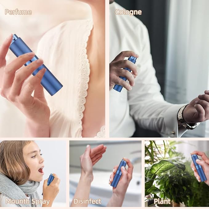 LISAPACK 8ML Atomizer Perfume Spray Bottle for Travel (3 PCS) Empty Cologne Dispenser, Portable Sprayer (Blue)