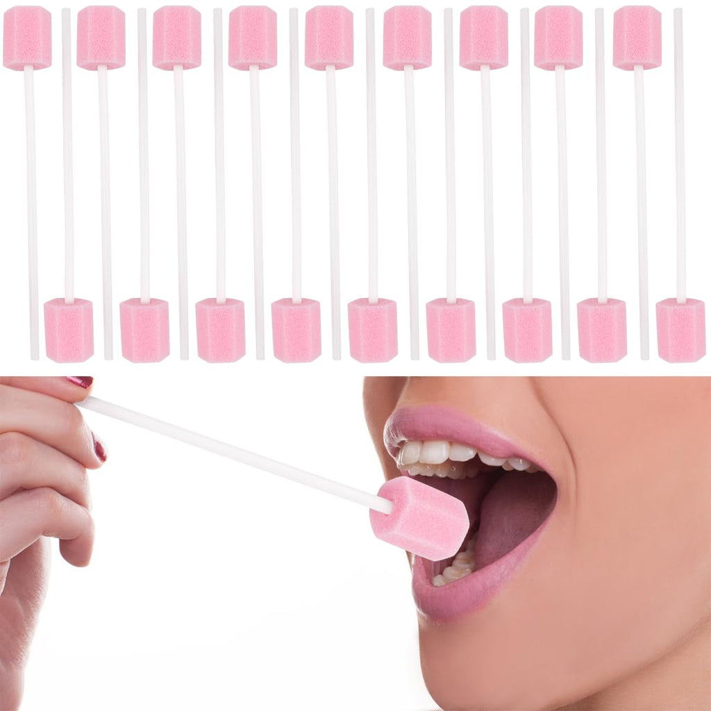 100Pcs Oral Swabs Mouth Cleaning Sponge Sticks Sterile Dental Swabs Disposable Foam Sticks Tooth Care for Adults Children
