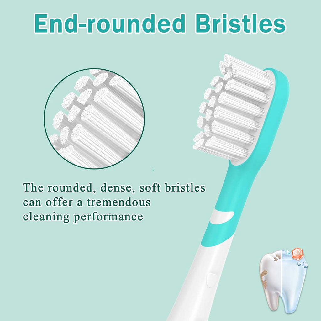 Kids Toothbrush Heads Compatible with Electric Philips Sonicare Handle 6032/94 6321 6340 6042 6320 6330, Replacement Heads Compact for Child 3-7 Years Old, Mini Brush Heads with Caps, 8 Pack Green