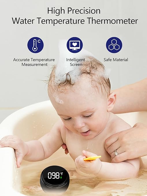 2 Pack Bath Thermometer for Bathtub, Rechargeable Waterproof Floating Water Thermometer for Ice Bath, Pool