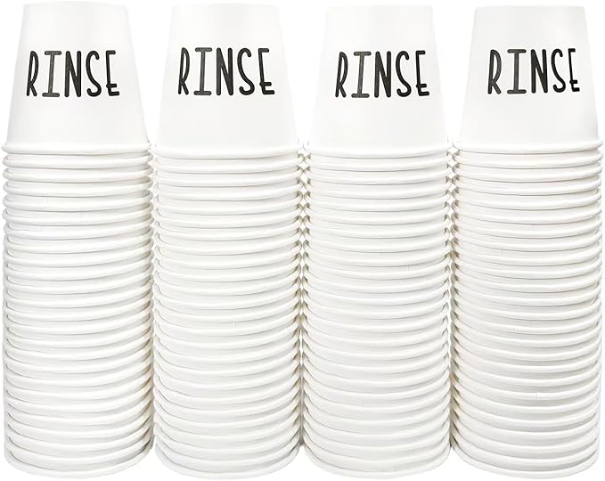 100 Mouthwash Cups, 3 oz Bathroom Cups with the Cute Word RINSE, Bathroom Cup That Enhances the Bathroom's Charm.