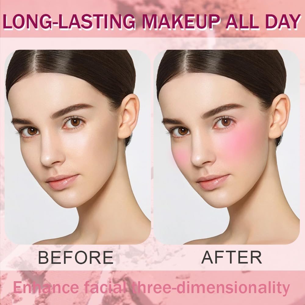 Matte Powder Blush for Cheeks – Long Lasting Natural Face Blusher Makeup, Lightweight Blendable Cheek Color for Women, Vegan & Cruelty-Free – #02 Petals Pink