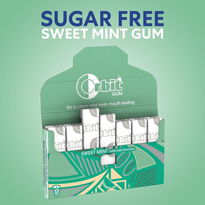 ORBIT Gum Bulk Sweetmint Sugarfree Chewing Gum Bulk, 8 Packs of 14 Pieces, Case of 6