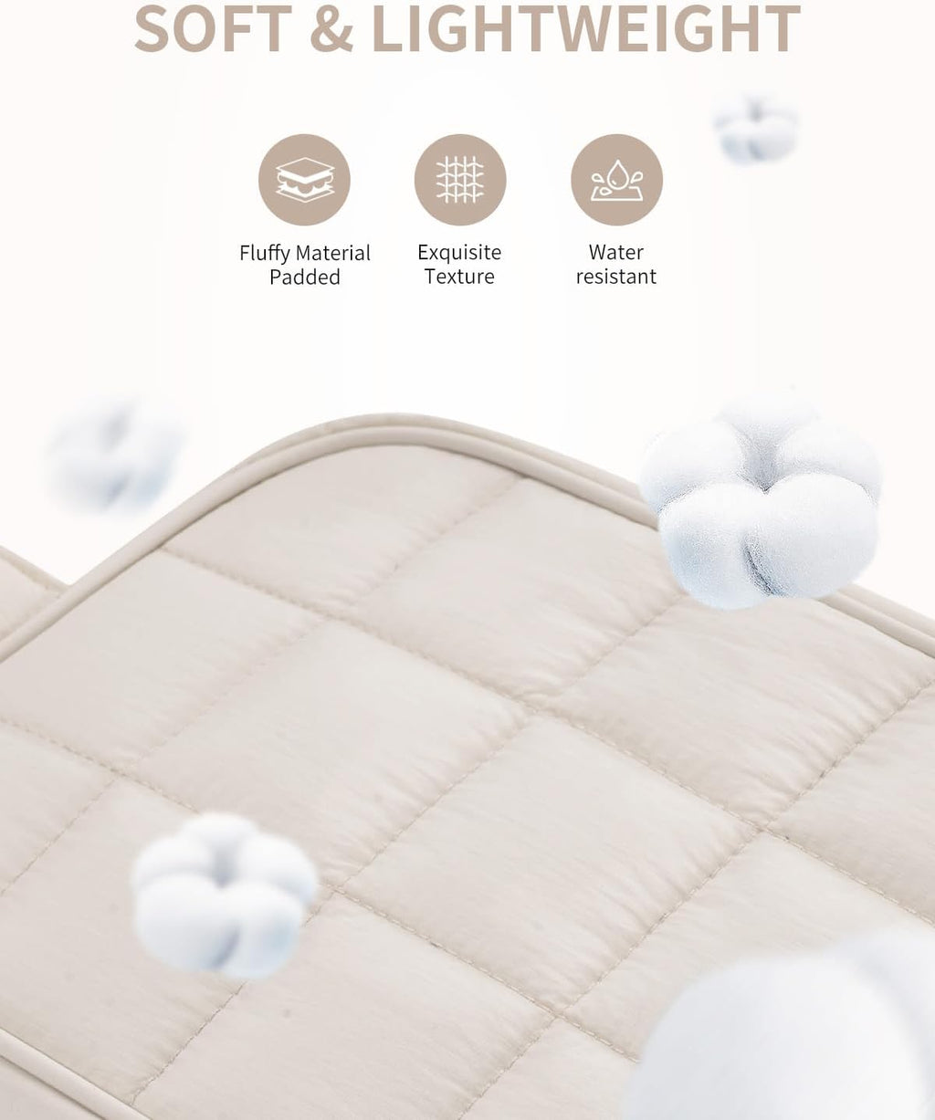 Narwey Puffy Travel Toiletry Bag for Traveling Women Girl, Travel Bag for Toiletries, Cute Travel Makeup Bag Organizer, Quilted Cosmetic Bag Make Up Skincare Medicine Bags