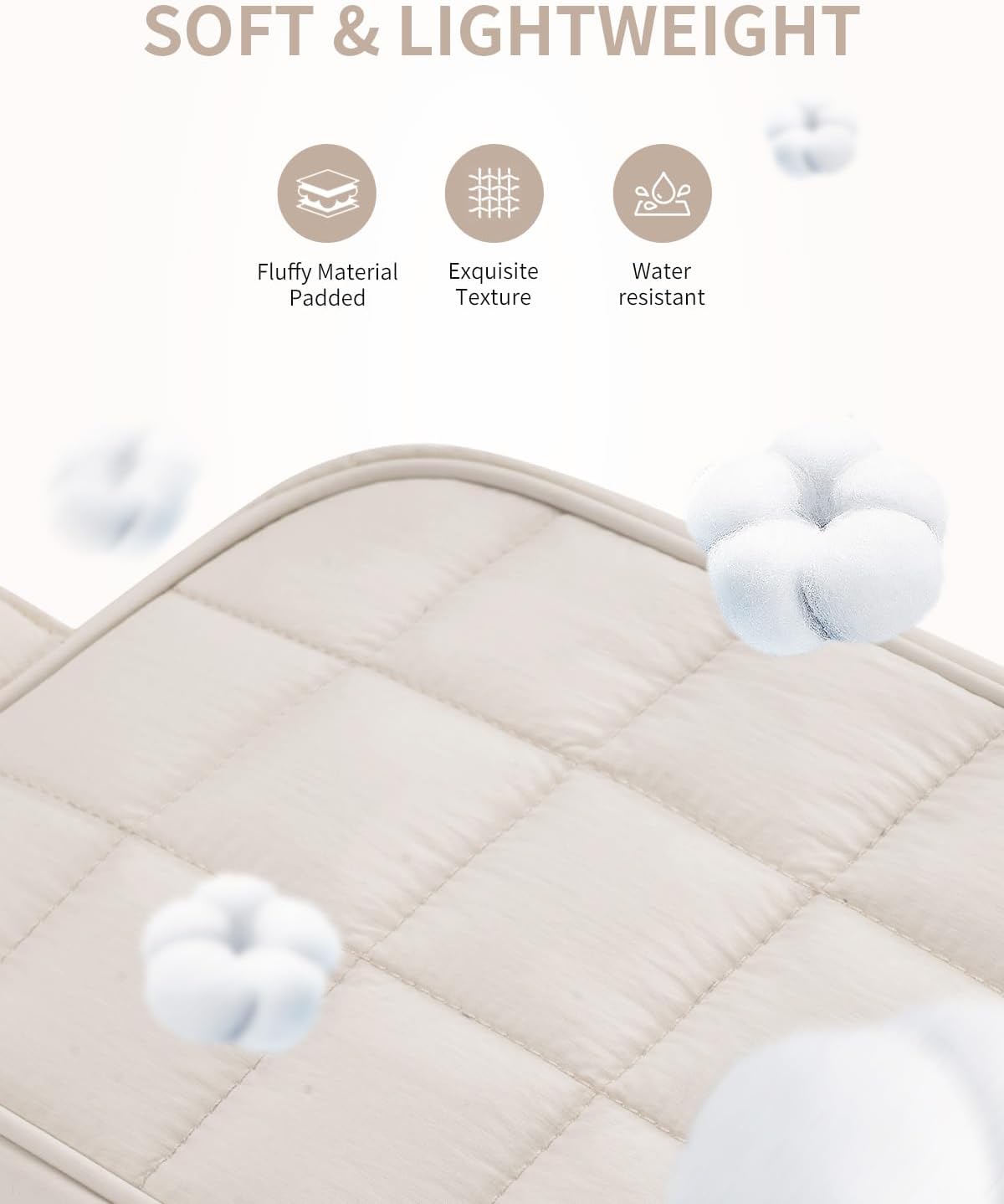 Narwey Puffy Travel Toiletry Bag for Traveling Women Girl, Travel Bag for Toiletries, Cute Travel Makeup Bag Organizer, Quilted Cosmetic Bag Make Up Skincare Medicine Bags