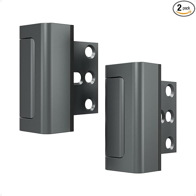 2Pack Home Security Door Reinforcement Lock Childproof, Door Locks for Kids Safety, Door Lock Latch Stopper for Front Door Inside Top of Door, Aluminum Construction Finish