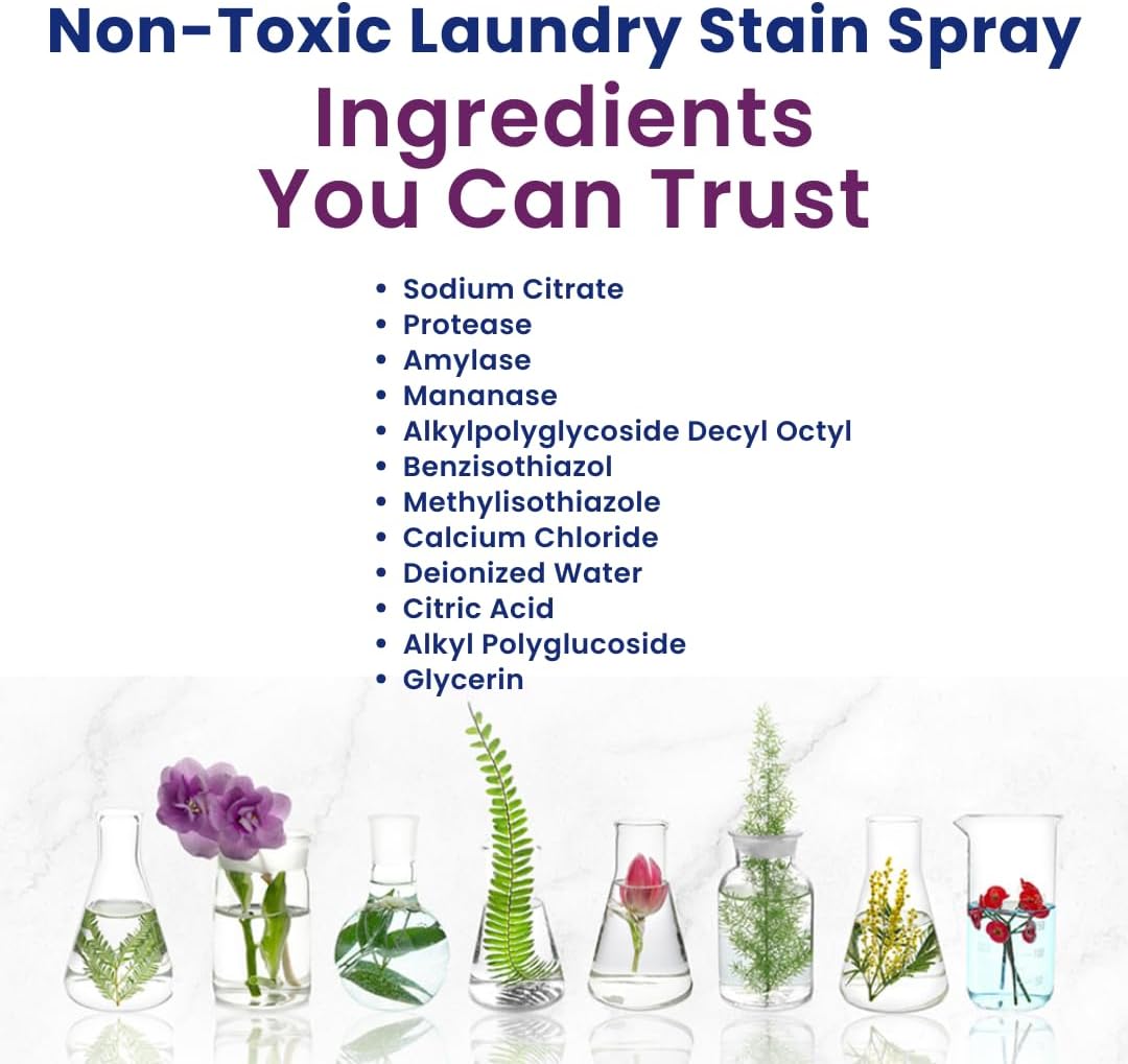 Truly Free Laundry Stain Remover Spray for Clothes - Removes Tough, Dried-In Stains on Whites & Colors -Natural Ingredients - Gentle Yet Powerful - Includes 3 oz Refill & Empty Refillable Bottle