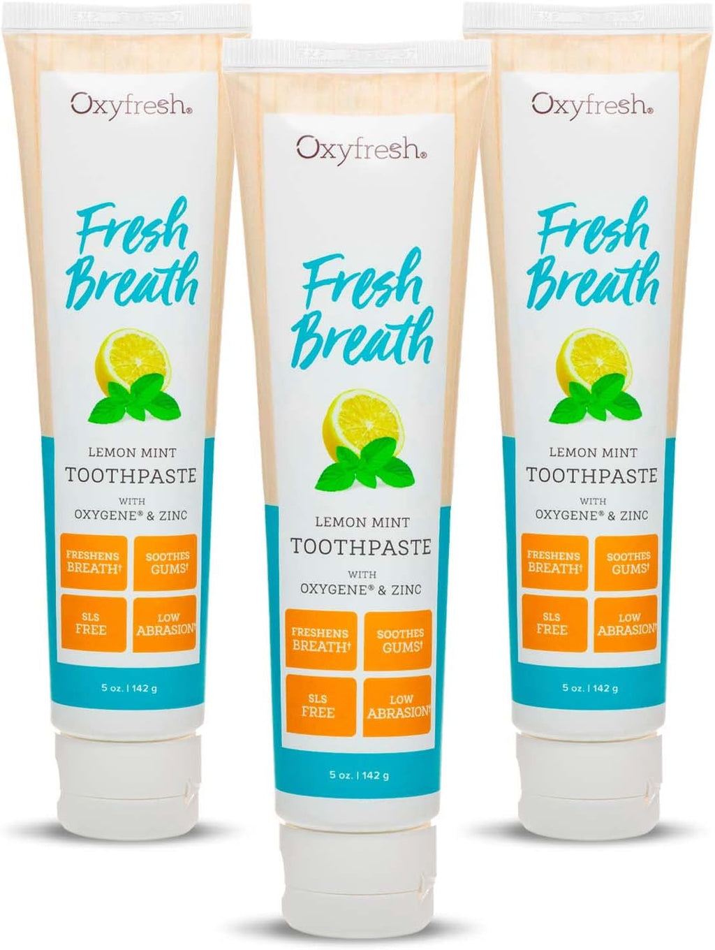 Oxyfresh Premium Maximum Fresh Breath Lemon Mint Toothpaste - Clean Teeth & Fresh Breath - Natural Essential Oils & Natural Xylitol to Help Fight Tartar - SLS & Fluoride Free, 3-5oz