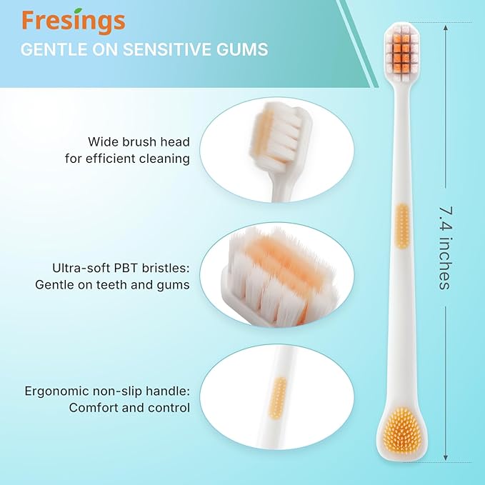 Ultra Soft Toothbrush Family Pack, 25 Pack for Adults & Kids – Sensitive Gums Care with 2-in-1 Tongue Scraper, Individually Wrapped for Travel & Home Use