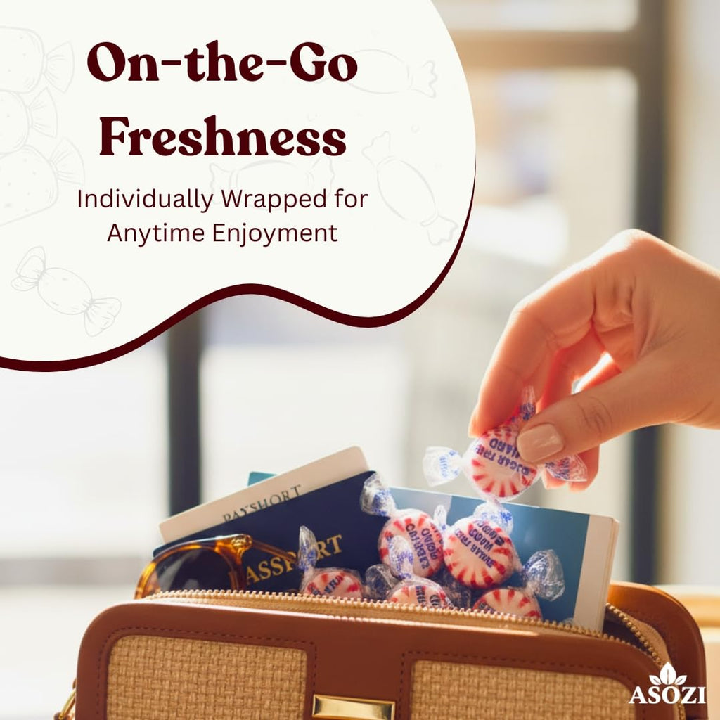 Sugar Free Peppermint Hard Candy- 1lb Bulk Sugar Free Hard Candy, Peppermint Discs Individually Wrapped Keto And Diabetic Friendly, for Parties & Holidays