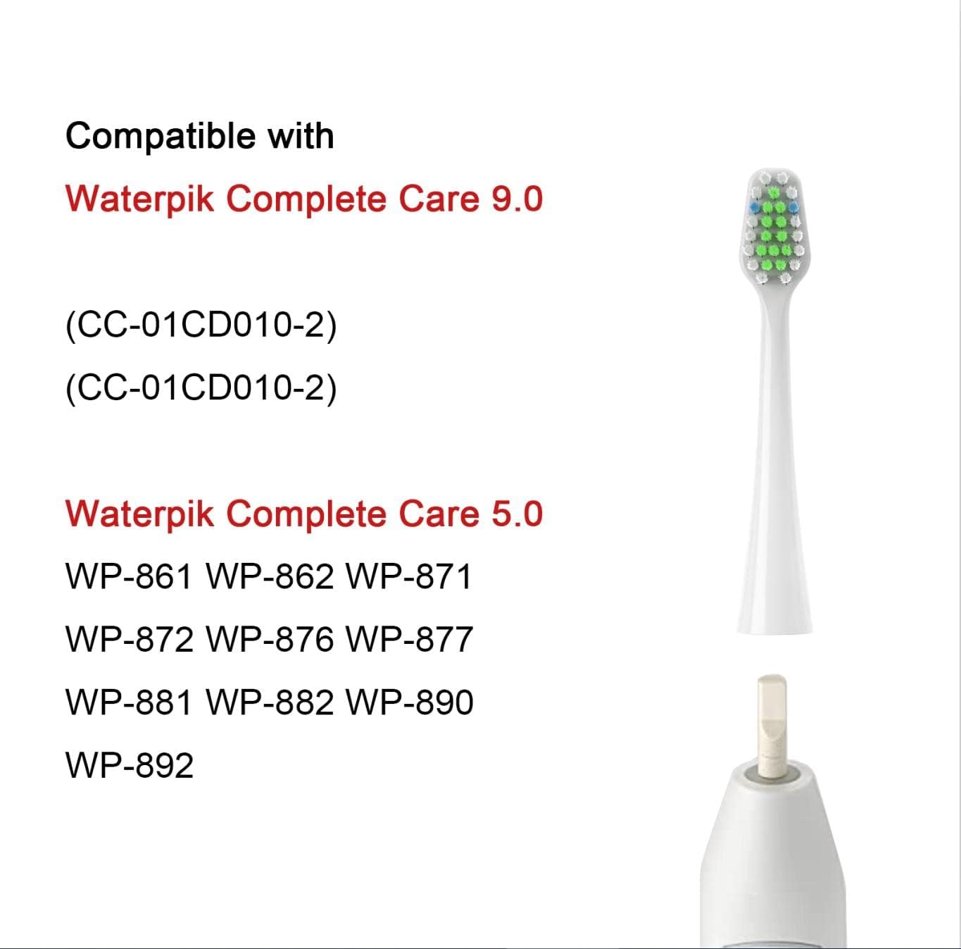 Replacement Toothbrush Heads Fits for Waterpik Complete Care 9.0 (CC-01), Care 5.0 (WP-862) Sonic Electric Tooth Brush Refill(8-pc), Pisonicleara
