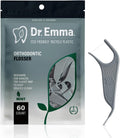 Dr. Emma Orthodontic Flossers for Braces, Ortho Dental Floss Picks, Mint Flavor 60 Count/Bag, Gray, 1 Pack