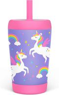 Kid Insulated Stainless Steel Tumbler with Silicone Straw, 12oz Sippy Cup for Kids (Unicorn)