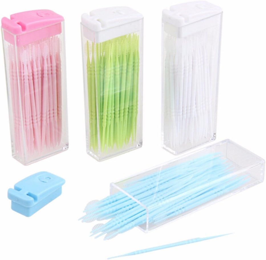 Coobbar 200pcs Double Head 50pcs/Box Dental Floss Interdental Toothpick Brush Teeth Stick Dental Oral Care Toothpicks