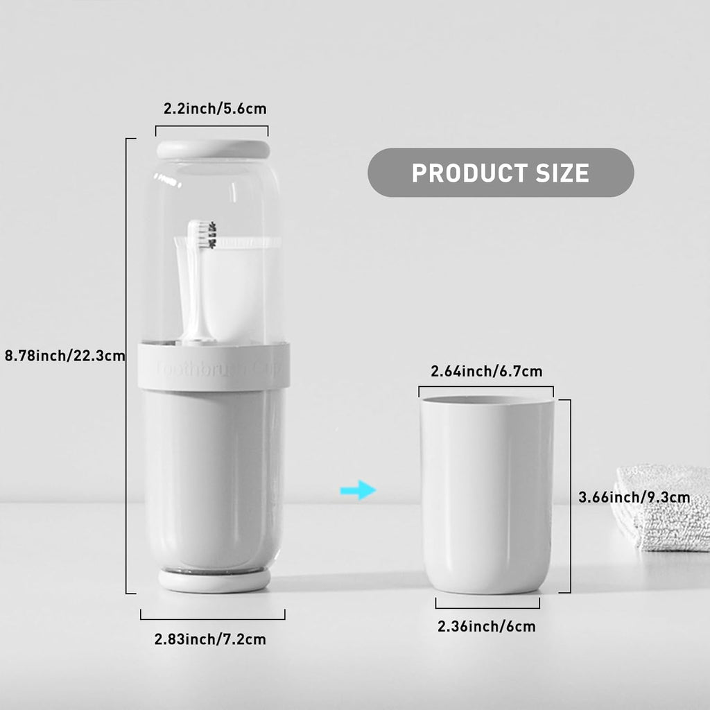 Toothbrush Cup with Cover, Travel Toothbrush Case Portable Toothbrush Holder for Traveling Business Camping School Bathroom (Grey)