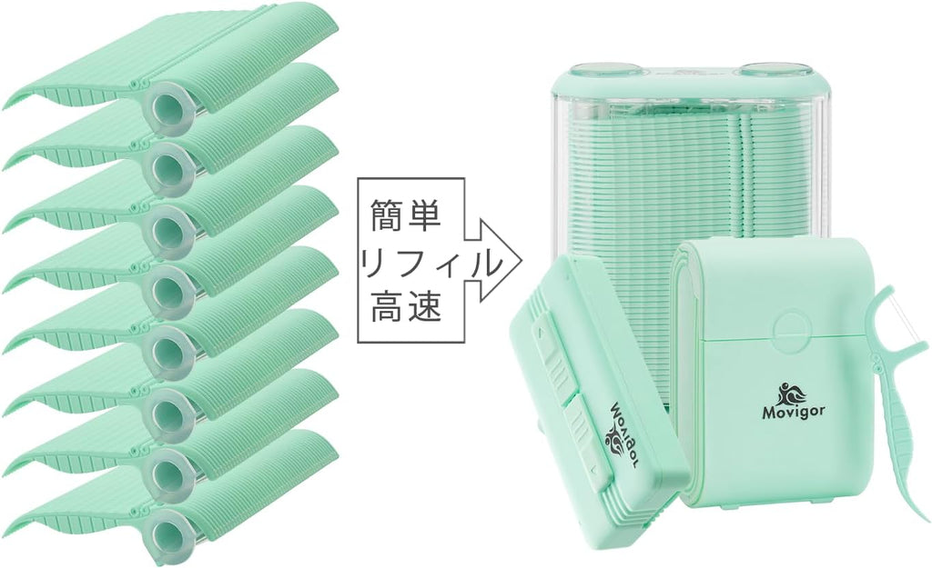 Himgy Mint Whitening Dental Floss Picks, 614 Ct Twin-Line Flossers with Toothpick, Family Oral Care Kit with 3 Travel Cases & 1 Refillable Dispenser, Fresh Mint, Shred-Resistant