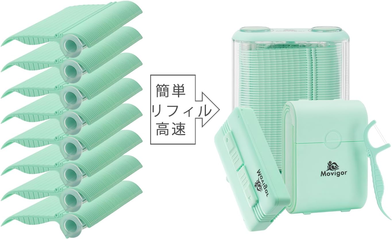 Himgy Mint Whitening Dental Floss Picks, 614 Ct Twin-Line Flossers with Toothpick, Family Oral Care Kit with 3 Travel Cases & 1 Refillable Dispenser, Fresh Mint, Shred-Resistant