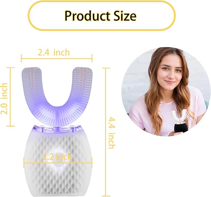 Automatic Toothbrush for Adult - Ultrasonic Electric Toothbrush with Soft Bristles & 30s Timer Rechargeable Portable Design with Wireless Charging Waterproof & Washable for Travel & Home Use (White)