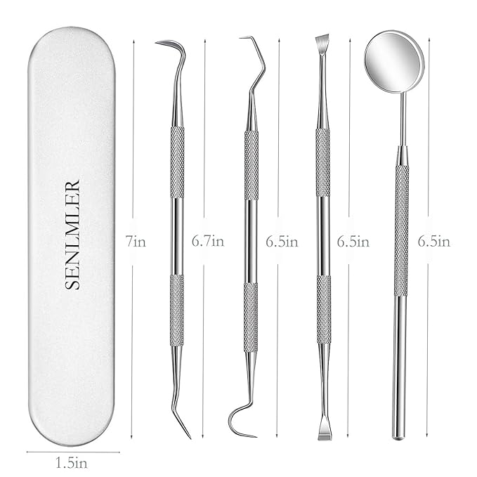 Dental Tools, Professional Plaque Remover Teeth Cleaning Tool Kit, Stainless Steel Dental Pick Tartar Scraper Tooth Cleaner, Oral Care Hygiene Set for Dentist Personal Pets with Storage Box