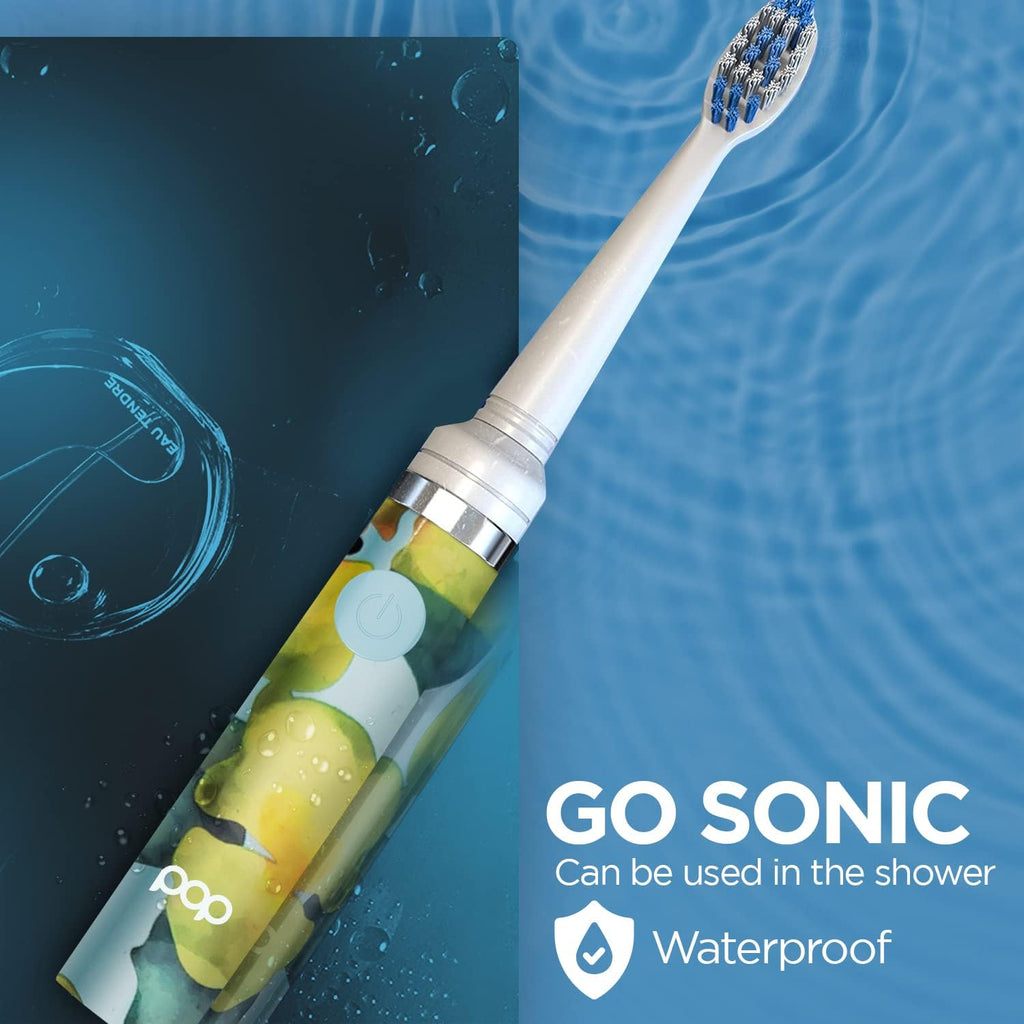 Pop Sonic Electric Toothbrush (Blue Watercolor) - Travel Toothbrushes w/AAA Battery | Kids Electric Toothbrushes with 2 Speed & 15,000-30,000 Strokes/Minute, Dupont Nylon Bristles
