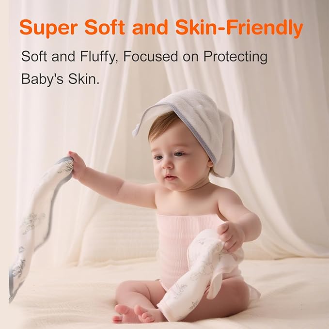 Baby Washcloths, Soft Burp Cloths, Absorbent Baby Bath Towels-4 Layer Design-Reusable Baby Wipes Newborn Bath Face Towel for Delicate Skin, Wash Cloths for Shower and Baby Essentials - 3 Pack
