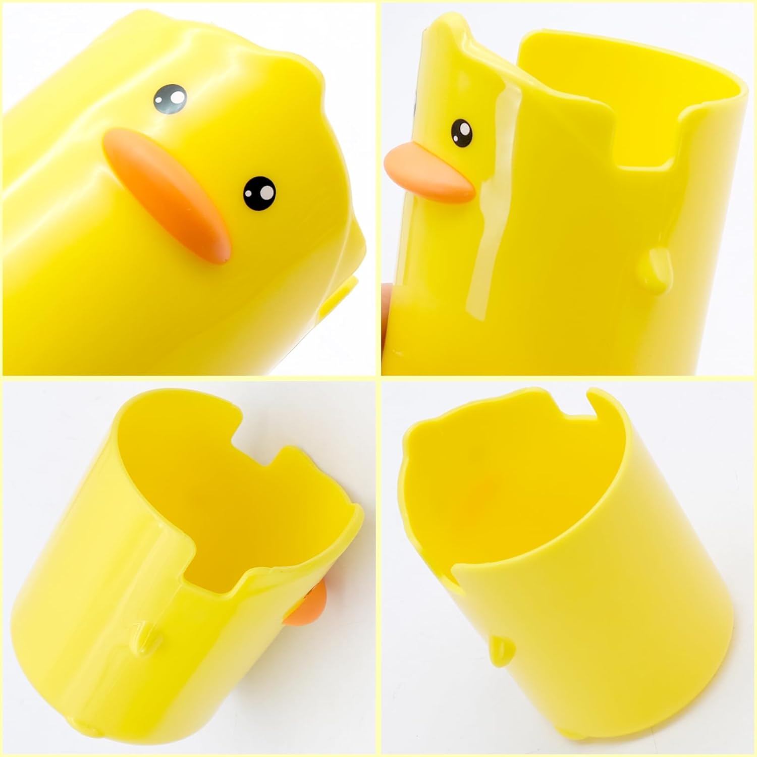 2 Pcs Pencil Holder for Kids, Cute Cartoon Little Yellow Duck Pen Holder, Multifunctional Phone Holder Makeup Brush Holder Stationery Storage Cup