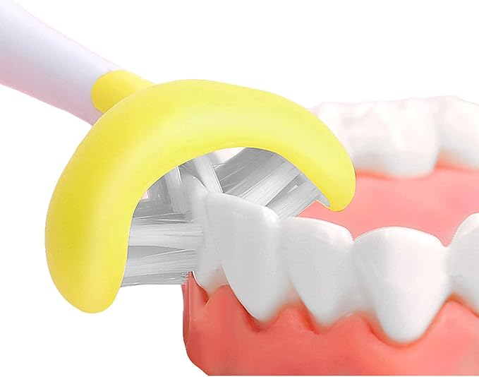 2 Pieces 3 Sided Toddler Toothbrush, Three Bristles for Kids Toothbrush, Autism Soft Bristles,Soft and Gentle for Complete Tooth and Gum Care (C3（Blue+Yellow） Kids)