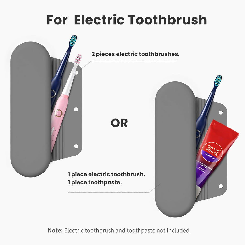 Silicone Electric Toothbrush Travel Cover, Toothbrush Travel Containers Bag Case for Men and Women,Keeps Toothbrush Fresh and Clean, Fits Most Manual and Electric Toothbrushes - Gray
