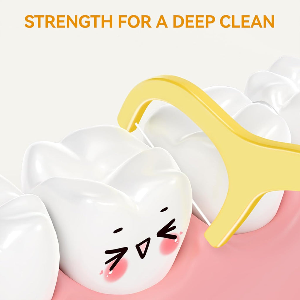 Super Deer Children's Dental Floss Sticks, 60 Count, Individually Packaged, Ages 3+, Shred Resistant, Perfect for School, Travel & Playdates