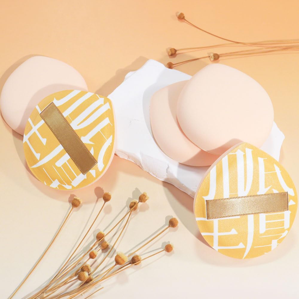 Makeup Sponge for Foundation Concealer and Powder,Latex Free Blender Sponge for Natural and Easy Makeup Soft Long Lasting Beginner-friendly,Travel Size Beauty Makeup Tools (Yellow XL 5 Pcs)